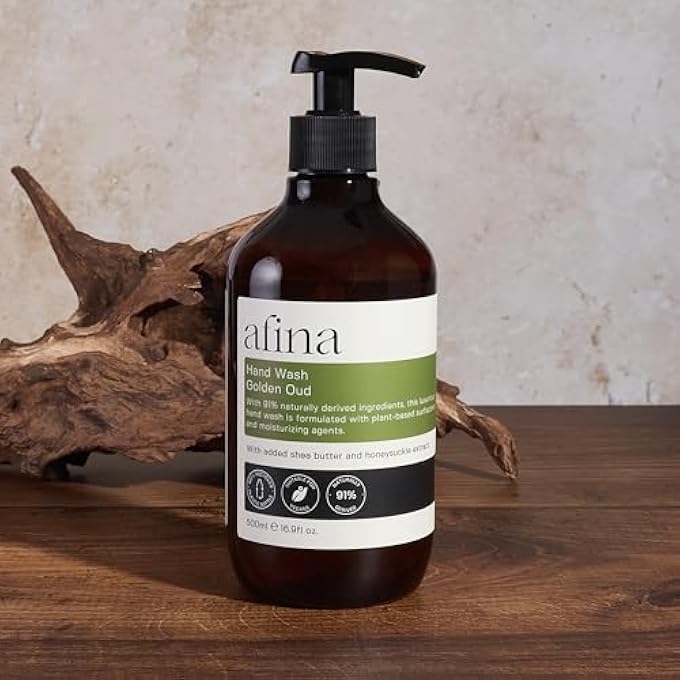 Afina GOLDEN OUD LUXURY HAND WASH - 500ML HAND SOAP BOTTLE - SENSUAL BLEND OF SPICY, CREAMY FLORAL NOTES BACKED WITH WARM AMBERY & WOODY UNDERTONES - VEGAN FRIENDLY HANDWASH - UK PRODUCED - Image 4